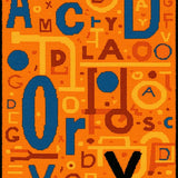 Ultra Soft Area Rug, Non Slip, Stain Resistant, Washable Area Rugs for Living Room, Bedroom, Vibrant Radial Alphabetic Inspiration(Orange)