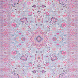 Ultra Soft Area Rug, Non Slip, Stain Resistant, Washable Area Rugs for Living Room, Bedroom, Rustic Medallion Blue Tones(Pink)