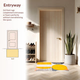 Ultra Soft Area Rug, Non Slip, Stain Resistant, Washable Area Rugs for Living Room, Bedroom, Stylish Symmetrical Patterned Delight(Yellow)
