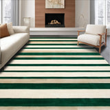 Ultra Soft Area Rug, Non Slip, Stain Resistant, Washable Area Rugs for Living Room, Bedroom, Contemporary Striped Area in Rich Beige and Emerald Green Tones(Green)