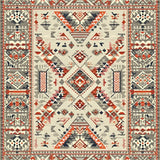 Ultra Soft Area Rug, Non Slip, Stain Resistant, Washable Area Rugs for Living Room, Bedroom, Stylish Minimalist Tribal Elements(Red)