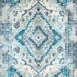 Ultra Soft Area Rug, Non Slip, Stain Resistant, Washable Area Rugs for Living Room, Bedroom, Sophisticated Ivory Abstract Design(Blue)