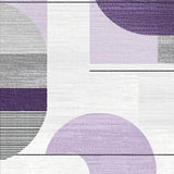 Ultra Soft Area Rug, Non Slip, Stain Resistant, Washable Area Rugs for Living Room, Bedroom, Chic Semicircle Gray Tones(Purple)