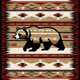 Ultra Soft Area Rug, Non Slip, Stain Resistant, Washable Area Rugs for Living Room, Bedroom, Rustic Earthy Bear Motif(Red)
