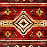 Ultra Soft Area Rug, Non Slip, Stain Resistant, Washable Area Rugs for Living Room, Bedroom, Striking Distressed Rustic Elements(Red)