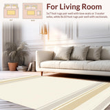 Elegant Cream & Beige Striped Area Modern Lines For Your Home(Beige)