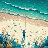 Ultra Soft Area Rug, Non Slip, Stain Resistant, Washable Area Rugs for Living Room, Bedroom, Outdoor Lakeside Fisherman Rug with Vibrant Design(Blue)