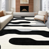 Ultra Soft Area Rug, Non Slip, Stain Resistant, Washable Area Rugs for Living Room, Bedroom, Elegant Black and White Striped Outdoor Rug for Contemporary Decor(Black)