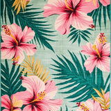Ultra Soft Area Rug, Non Slip, Stain Resistant, Washable Area Rugs for Living Room, Bedroom, Exotic Green and Pink Palette(Pink)