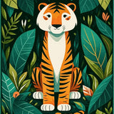 Ultra Soft Area Rug, Non Slip, Stain Resistant, Washable Area Rugs for Living Room, Bedroom, Whimsical Green Tiger Print Artistry(Orange)