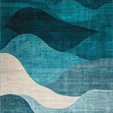 Ultra Soft Area Rug, Non Slip, Stain Resistant, Washable Area Rugs for Living Room, Bedroom, Stylish Minimalist Geometric Flair(Blue)