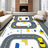 Ultra Soft Area Rug, Non Slip, Stain Resistant, Washable Area Rugs for Living Room, Bedroom, Interactive Kids Play Rug Modern Car Rug for Playroom Fun(Gray)