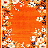 Ultra Soft Area Rug, Non Slip, Stain Resistant, Washable Area Rugs for Living Room, Bedroom, Eclectic Whimsical Garden Design(Orange)
