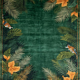 Ultra Soft Area Rug, Non Slip, Stain Resistant, Washable Area Rugs for Living Room, Bedroom, Rustic Botanical Tiger Illustration(Green)