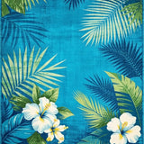 Ultra Soft Area Rug, Non Slip, Stain Resistant, Washable Area Rugs for Living Room, Bedroom, Serene Coastal Floral Area Rug with Lush Tropical Motifs(Blue)