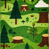 Ultra Soft Area Rug, Non Slip, Stain Resistant, Washable Area Rugs for Living Room, Bedroom, Cheerful Leafy Canopy Theme(Green)