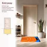 Ultra Soft Area Rug, Non Slip, Stain Resistant, Washable Area Rugs for Living Room, Bedroom, Youthful Urban Sport Theme(Orange)