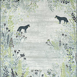 Ultra Soft Area Rug, Non Slip, Stain Resistant, Washable Area Rugs for Living Room, Bedroom, Grey Wolf Rug Wildflowers Weeds Pattern Floor Mat Contemporary Carpet(Gray)