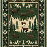 Ultra Soft Area Rug, Non Slip, Stain Resistant, Washable Area Rugs for Living Room, Bedroom, Rustic Earthy Wildlife Motifs(Green)