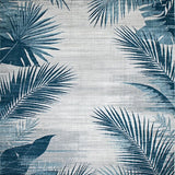 Ultra Soft Area Rug, Non Slip, Stain Resistant, Washable Area Rugs for Living Room, Bedroom, Tropical Leaf Vintage Elegance(Blue)