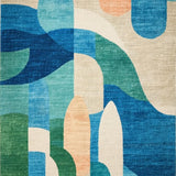 Ultra Soft Area Rug, Non Slip, Stain Resistant, Washable Area Rugs for Living Room, Bedroom, Oceanic Surfboard Pattern Rug with Playful Curves and Modern Beach Vibes(Blue)