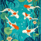 Lively Aqua Toned Decorative Scene(Blue)