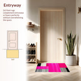 Ultra Soft Area Rug, Non Slip, Stain Resistant, Washable Area Rugs for Living Room, Bedroom, Contemporary Eclectic Stripe Motif(Pink)
