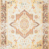 Ultra Soft Area Rug, Non Slip, Stain Resistant, Washable Area Rugs for Living Room, Bedroom, Modern Boho Area with Artistic Medallion and Geometric Harmony(Ivory)