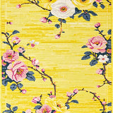 Ultra Soft Area Rug, Non Slip, Stain Resistant, Washable Area Rugs for Living Room, Bedroom, Rustic Earthy Blossom Motif(Yellow)