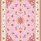 Ultra Soft Area Rug, Non Slip, Stain Resistant, Washable Area Rugs for Living Room, Bedroom, Luxurious Gold Accented Traditional Pattern(Pink)