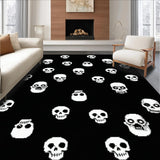 Ultra Soft Area Rug, Non Slip, Stain Resistant, Washable Area Rugs for Living Room, Bedroom, Whimsical Monochrome Skull Motif(Black)