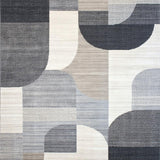 Ultra Soft Area Rug, Non Slip, Stain Resistant, Washable Area Rugs for Living Room, Bedroom, Sleek Monochrome Ogee Motif(Gray)