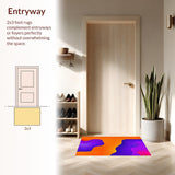 Ultra Soft Area Rug, Non Slip, Stain Resistant, Washable Area Rugs for Living Room, Bedroom, Radiant Color Burst Fluidity Concept(Orange)