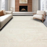 Ultra Soft Area Rug, Non Slip, Stain Resistant, Washable Area Rugs for Living Room, Bedroom, Boho Inspired Crescent Handcrafted Half Moon Area with Texture(Beige)