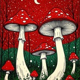 Ultra Soft Area Rug, Non Slip, Stain Resistant, Washable Area Rugs for Living Room, Bedroom, Enchanting Colorful Fungi Artwork(Red)