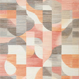 Ultra Soft Area Rug, Non Slip, Stain Resistant, Washable Area Rugs for Living Room, Bedroom, Geometric Peach Rug: Contemporary Bath Carpet with Contrasting Shapes(Orange)