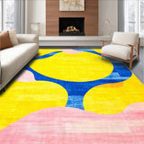 Ultra Soft Area Rug, Non Slip, Stain Resistant, Washable Area Rugs for Living Room, Bedroom, Chic Abstract Wave Motif(Yellow)