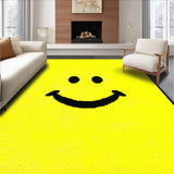 Ultra Soft Area Rug, Non Slip, Stain Resistant, Washable Area Rugs for Living Room, Bedroom, Playful Cartoon Smiley Motif(Yellow)