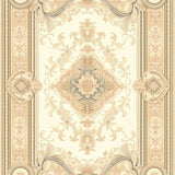 Beige and Cream Ornate Medallion with Refined Scroll Accents Flourishes(Beige)
