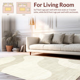Ultra Soft Area Rug, Non Slip, Stain Resistant, Washable Area Rugs for Living Room, Bedroom, Serene Circular Plush Harmony(Beige)