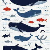Ultra Soft Area Rug, Non Slip, Stain Resistant, Washable Area Rugs for Living Room, Bedroom, Lively Whale Graphic Composition(White)