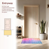 Ultra Soft Area Rug, Non Slip, Stain Resistant, Washable Area Rugs for Living Room, Bedroom, Whimsical Colorful Ombre Pattern(Pink)