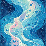 Ultra Soft Area Rug, Non Slip, Stain Resistant, Washable Area Rugs for Living Room, Bedroom, Serene Coastal Bubble Pattern(Blue)