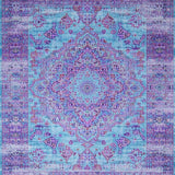 Ultra Soft Area Rug, Non Slip, Stain Resistant, Washable Area Rugs for Living Room, Bedroom, Chic Distressed Medallion Aesthetic(Purple)