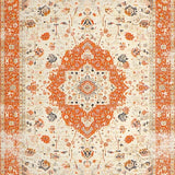 Ultra Soft Area Rug, Non Slip, Stain Resistant, Washable Area Rugs for Living Room, Bedroom, Whimsical Bright Medallion Flair(Orange)