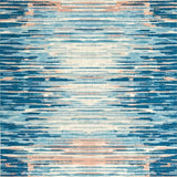 Ultra Soft Area Rug, Non Slip, Stain Resistant, Washable Area Rugs for Living Room, Bedroom, Tidal Flow Runner Rug with Nautical Blue Ripple Effects and Starfish Impressions(Blue)