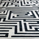 Ultra Soft Area Rug, Non Slip, Stain Resistant, Washable Area Rugs for Living Room, Bedroom, Optical Illusion Rug Stripe Maze Woven Floor Art Carpet(Black)