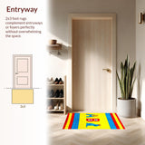 Ultra Soft Area Rug, Non Slip, Stain Resistant, Washable Area Rugs for Living Room, Bedroom, Playful Numbered Animal Theme(Yellow)