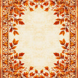 Autumn Harvest Medallion Area with Rustic Burnt Orange Leaf Design(Beige)