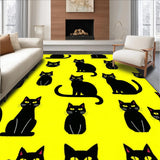 Ultra Soft Area Rug, Non Slip, Stain Resistant, Washable Area Rugs for Living Room, Bedroom, Trendy Graphic Cat Silhouette(Yellow)